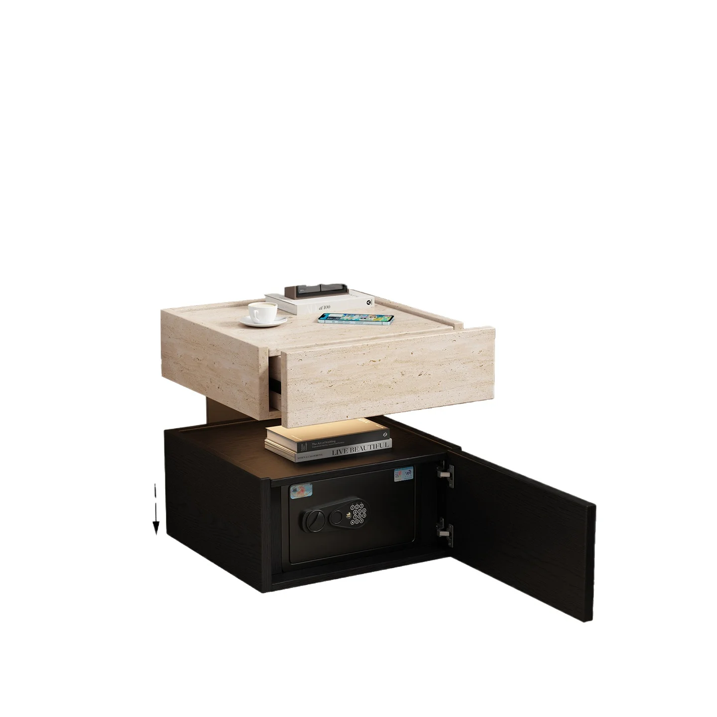 Italian Light Luxury Solid Wood Bedside Table Tiger Smart Safe Hidden Compartment Lock Integrated Bedside Anti-theft Locker