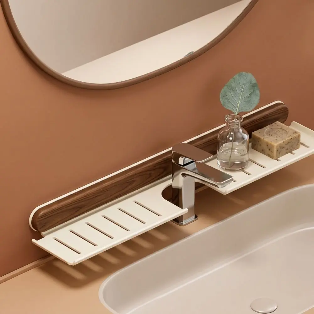 Without Holes Drilled Storage Rack Large Capacity No-Drill Wall-Mounted Shelf Space Saving Water Drainage Bathroom Shelf
