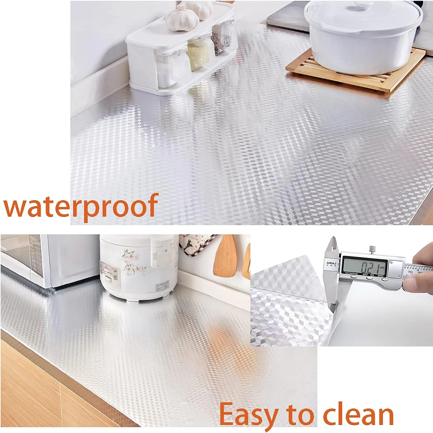 1PC Oil Proof Kitchen Wallpaper Self-Adhesive Aluminum Foil Backsplash Silver Cabinet Liner Waterproof Heat Resistant view 5