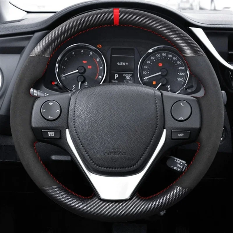 Braid Car Steering Wheel Cover Customize Genuine Leather Car Accessories For Toyota Corolla 2013-2019 Corolla iM (US) 2017-2018