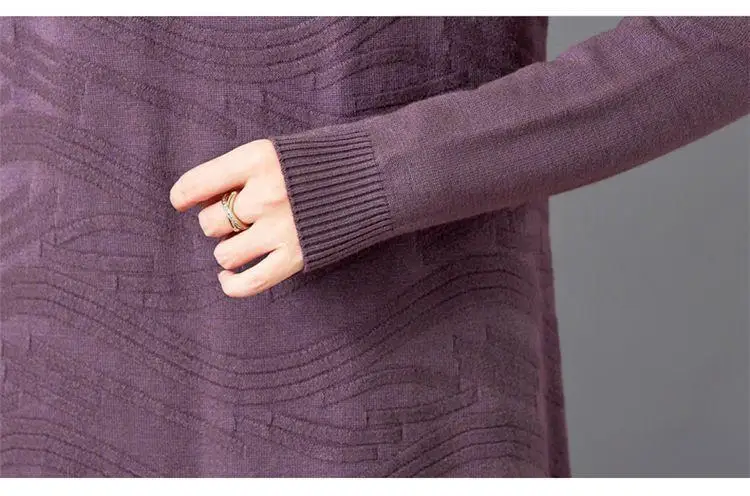 Camisola longa quente primavera outono mãe camisola vestido solto pulôver de malha mãe jumper moda malhas de lã roupas femininas