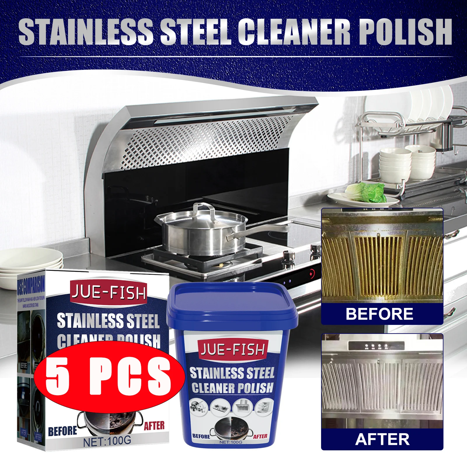 5Pcs Stove Clean Cream Stainless Steel Stove Stains Dirt Cleaner Wash Pot Bottom Scale Pot Rust Removal Cookware Cleaning Paste