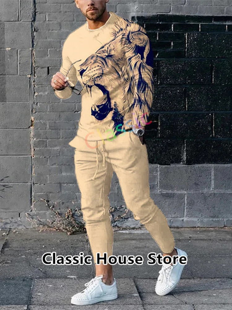 Conjunto de 2 piezas para hombre, camiseta de manga larga y pantalones, ropa deportiva informal para correr, chándal de moda, ropa de gran tamaño