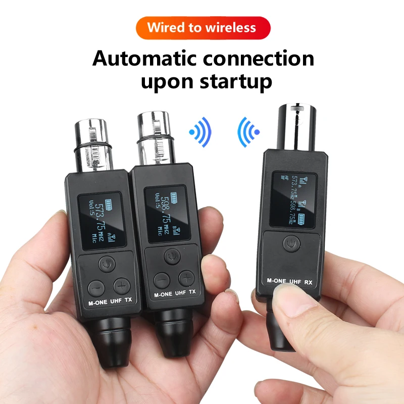 2 Channel UHF Wireless Microphone Converter XLR Rechargeable Battery Transmitter & Receiver Microphone for Dynamic Microphones