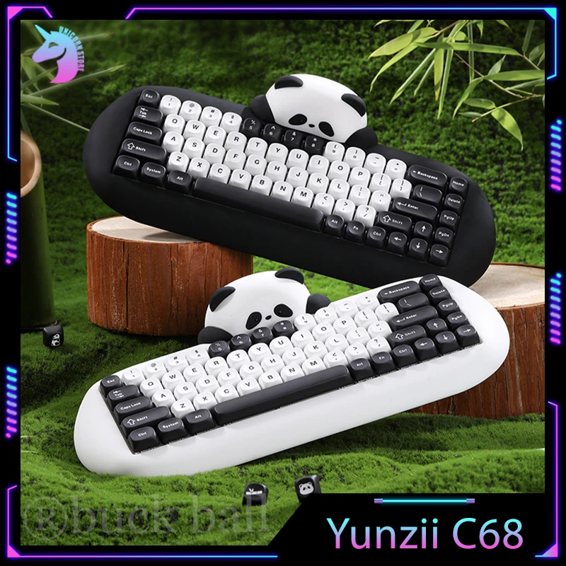 

Keynovo C68 Kawaii Mechanical Keyboard 68key 3mode 2.4g Bluetooth Wireless Keyboard Hot Swap Rgb Backlight Gaming Keyboards Gif