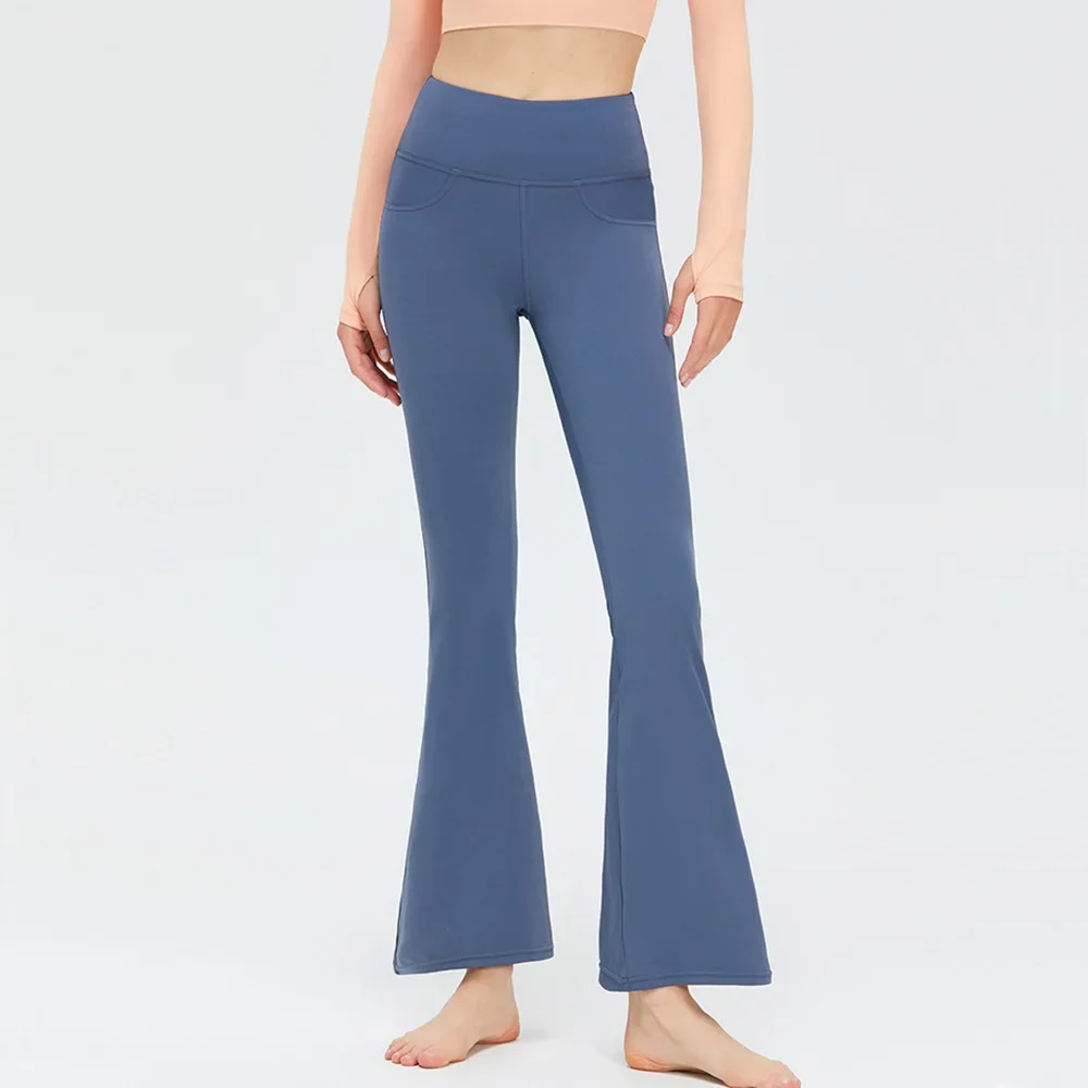 Flare Legging Pocket Yoga Pants Women Bell-bottoms Workout Yoga Trousers High Waist Tight Fitness Pants Gym Sports Wide Leg Pant