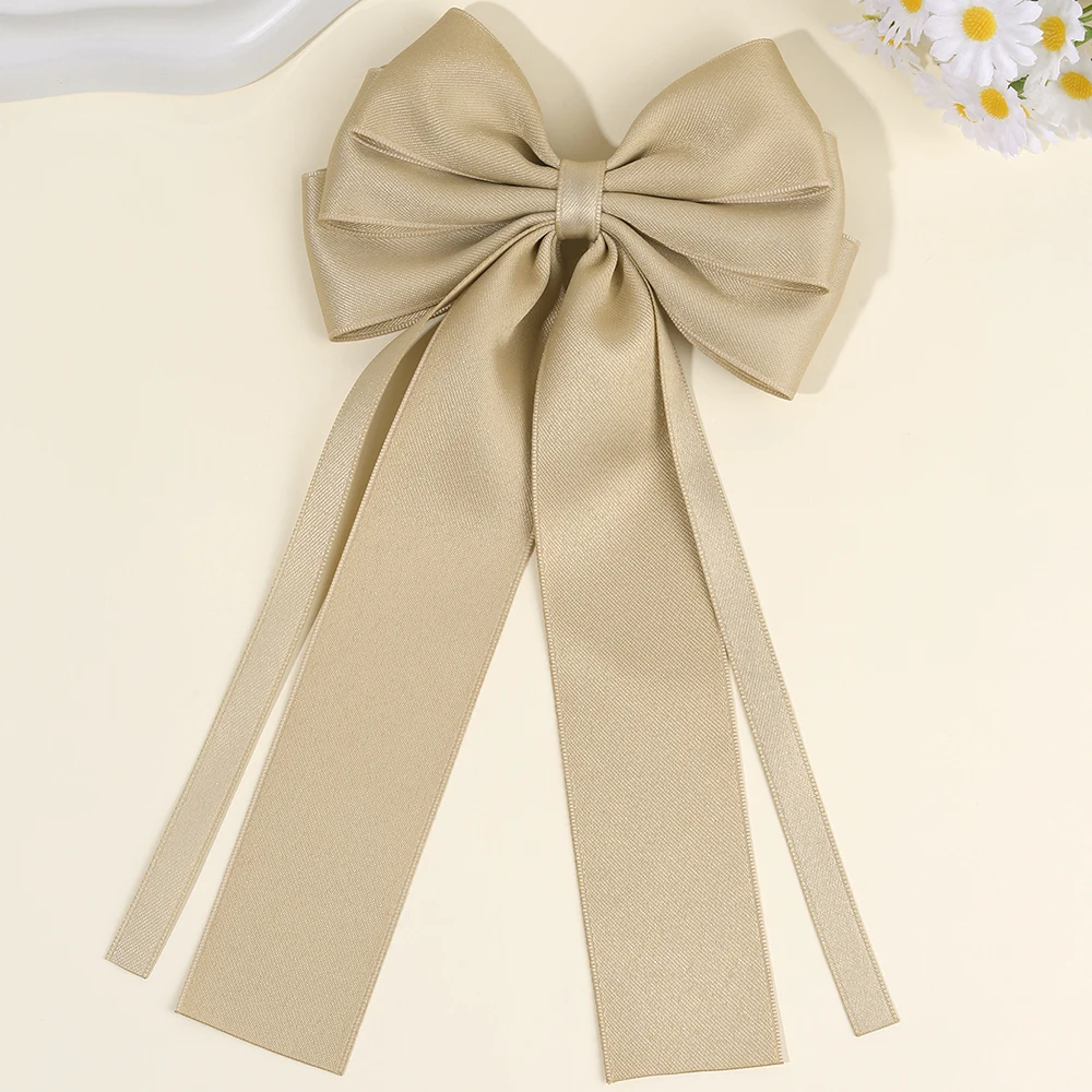 العصرية الصلبة القوس مقاطع الشعر للفتيات الساتان Bowknot دبابيس الشعر الاطفال ذيل حصان باريت الكورية غطاء الرأس أغطية الرأس إكسسوارات الشعر #3