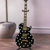 Brand New Rosewood Fingerboard 6 Strings White Dots on Black Custom Electric Guitar Gold Accessories