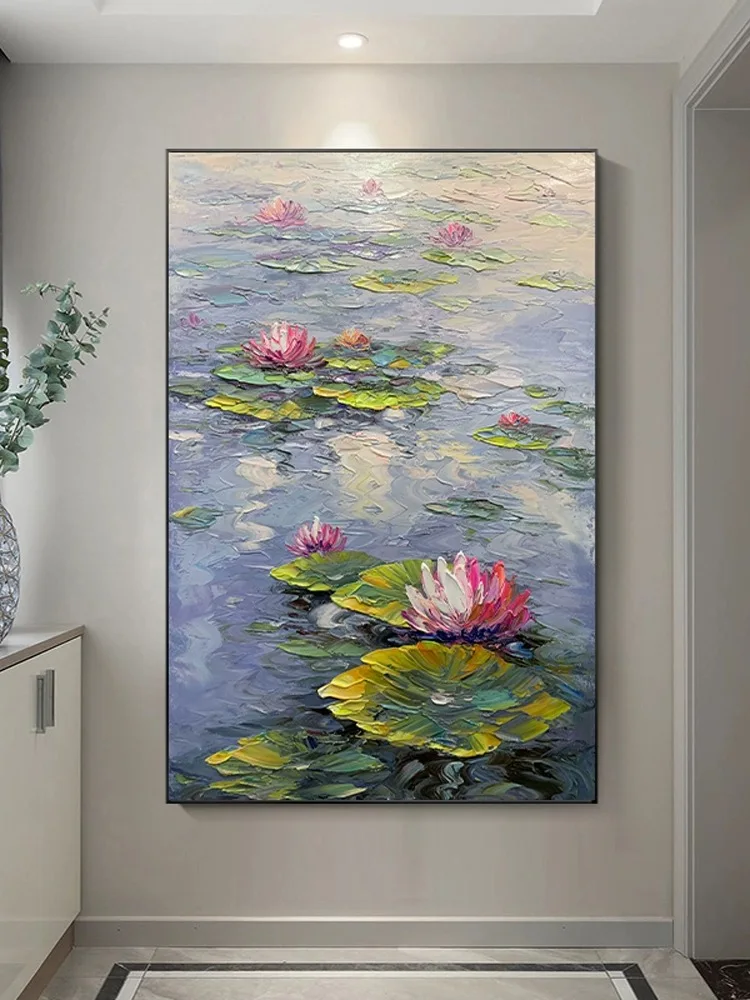 

OQ 100% Handmade Oil Painting On Canvas Abstract Impression Landscape Lotus Flower Wall Art Pictures For Living Room Home Decor