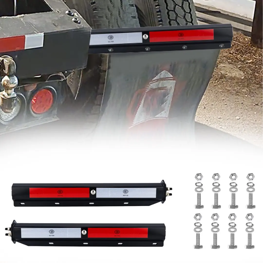 

Straight Mud Flap Hanger Bracket Mudflap Holder Set with Conspicuity Tape, 30" Length Rear Bar for Semi Trucks, 1-1/8" Bolt