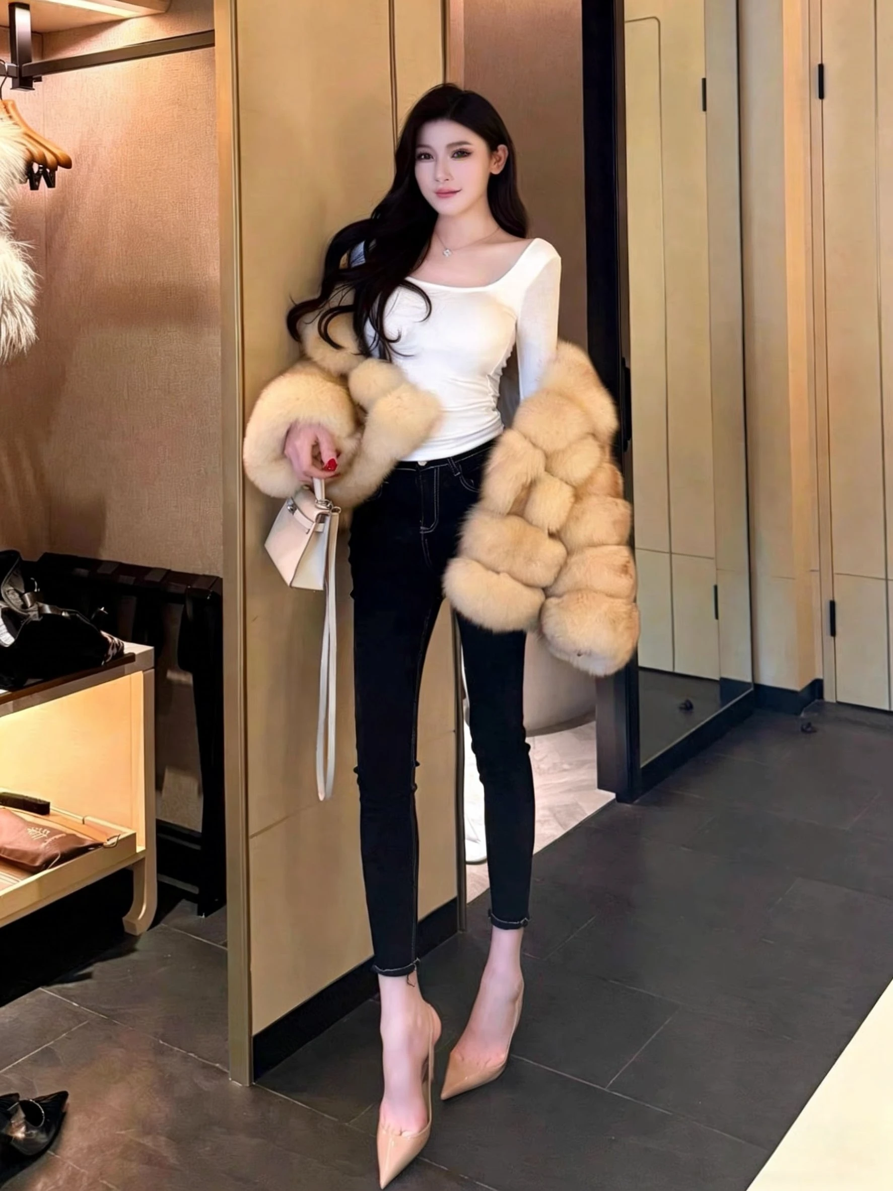 

Slim Fit High Waist Bla Denim Pants Women's Faionable Versatile Tailored High Rise Butt Lifting Korean Sle Jeans