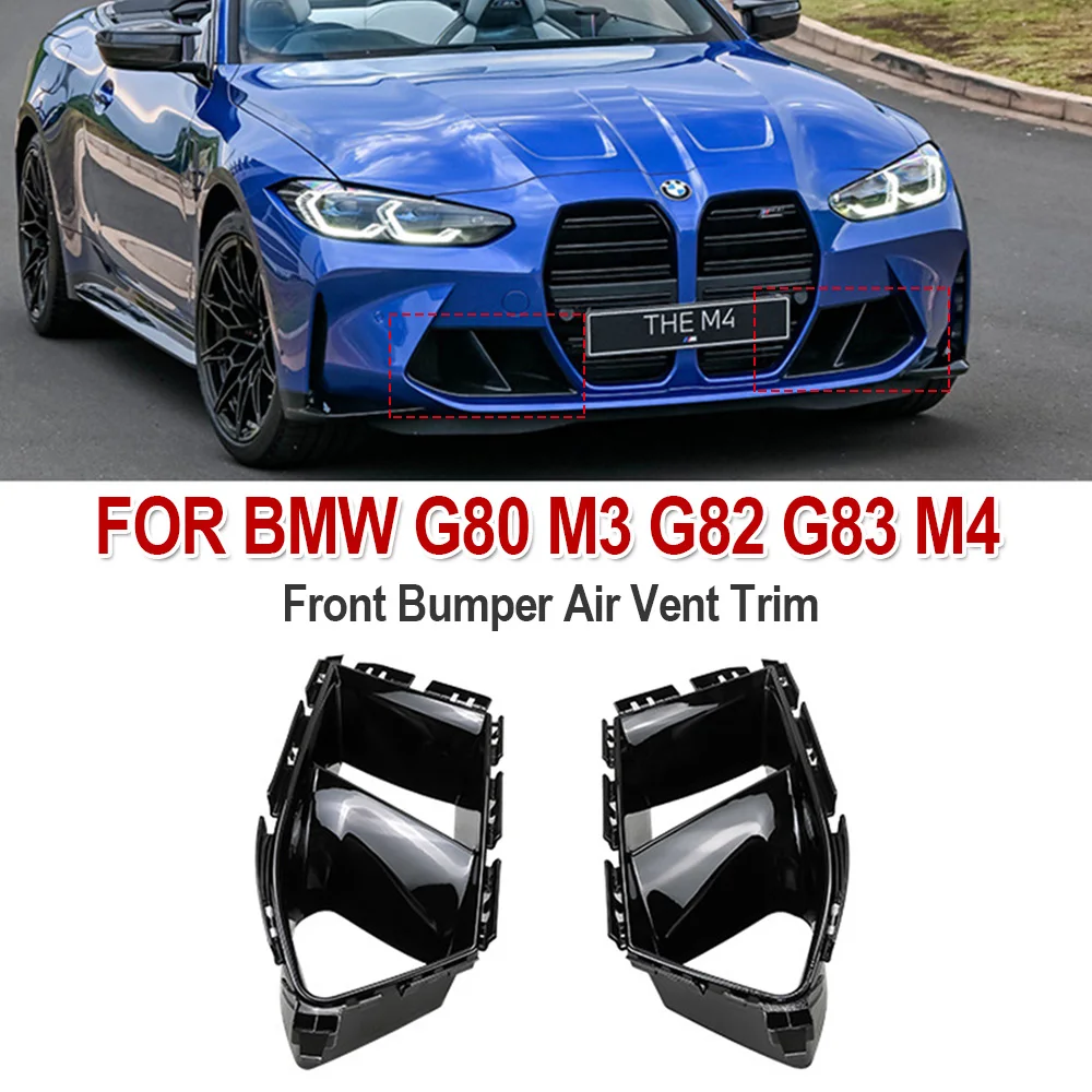 For BMW G80 M3 G82 G83 M4 Front Bumper Air Vent Trim ABS Gloss Black Fog Light Lamp Intake Frame Grille Cover 2020 2021-2024