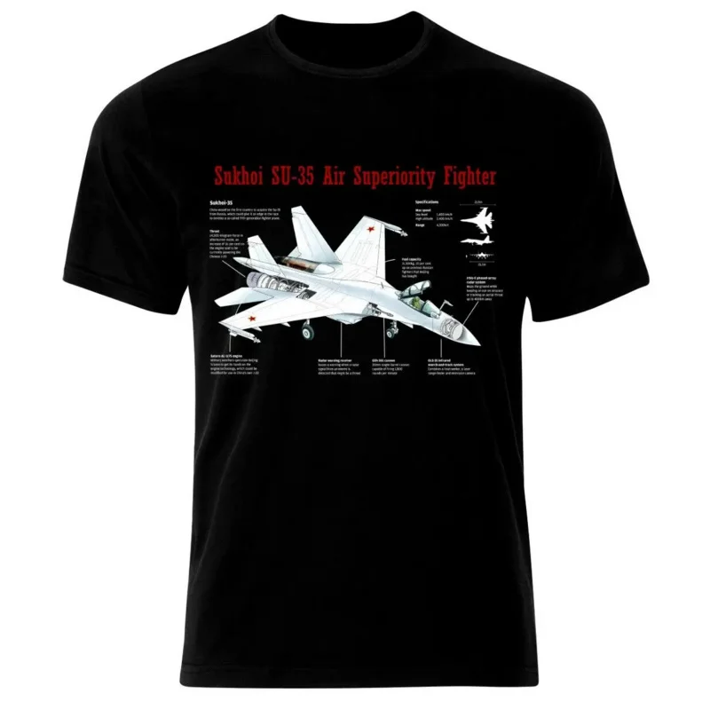 

Su-35 Air Fighter Aircraft Jet Blueprint USSR Men T-Shirt Casual Cotton Tshirt Cool Tshirt Hip Hop Tees Streetwear Oversize