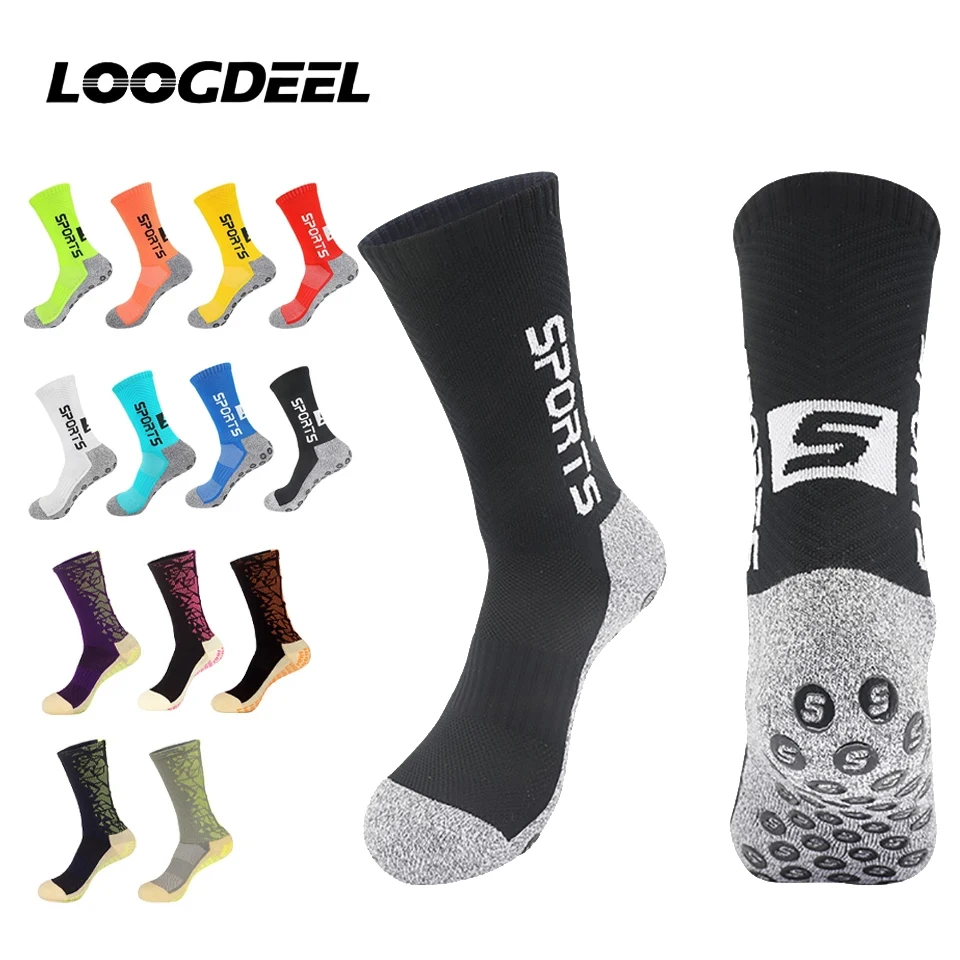 

Loogdeel Non Slip Long -Tube Football Socks Adults Kids Style Anti Slip Soccer Cycling Running Antibacterial Deodorant Sports