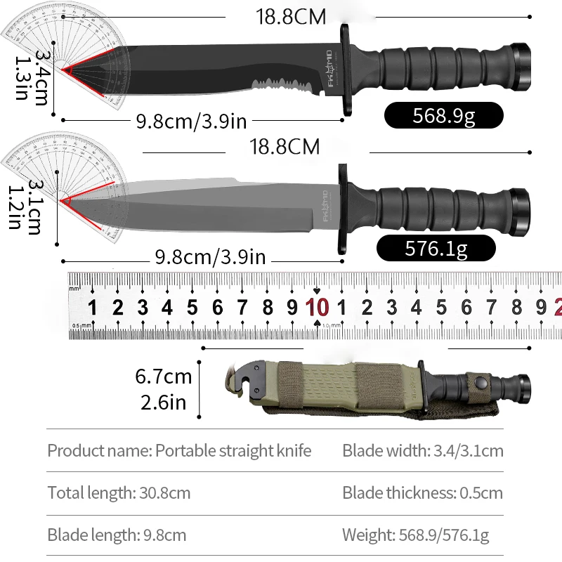 Outdoor Camping Knife, jungle adventure knife, mountaineering knife, multi-functional high hardness knife, survival knife knife