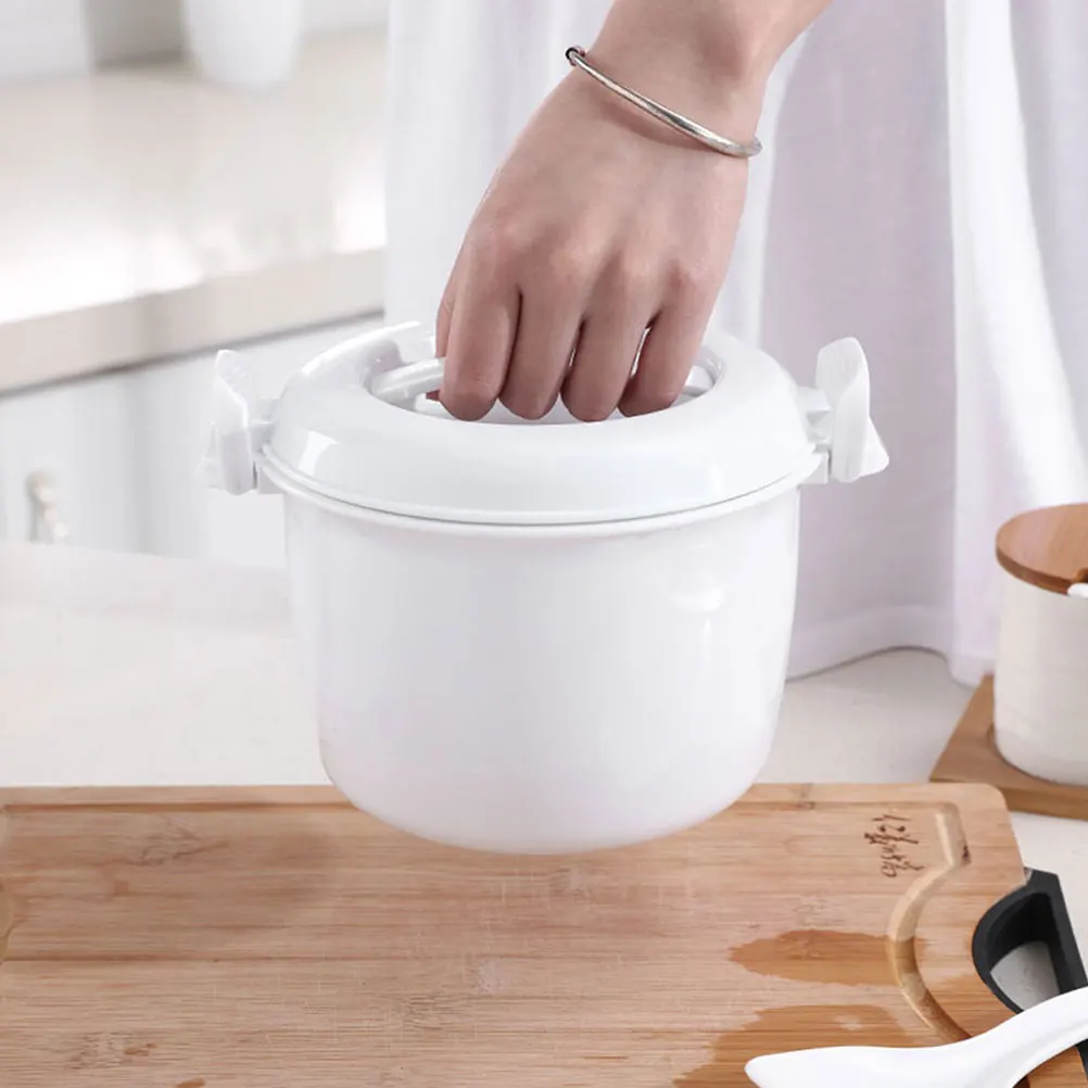 Fiambrera térmica pequeña blanca, olla arrocera para microondas, gran capacidad, portátil, función cálida, contenedor de alimentos para el hogar, 2 uds.