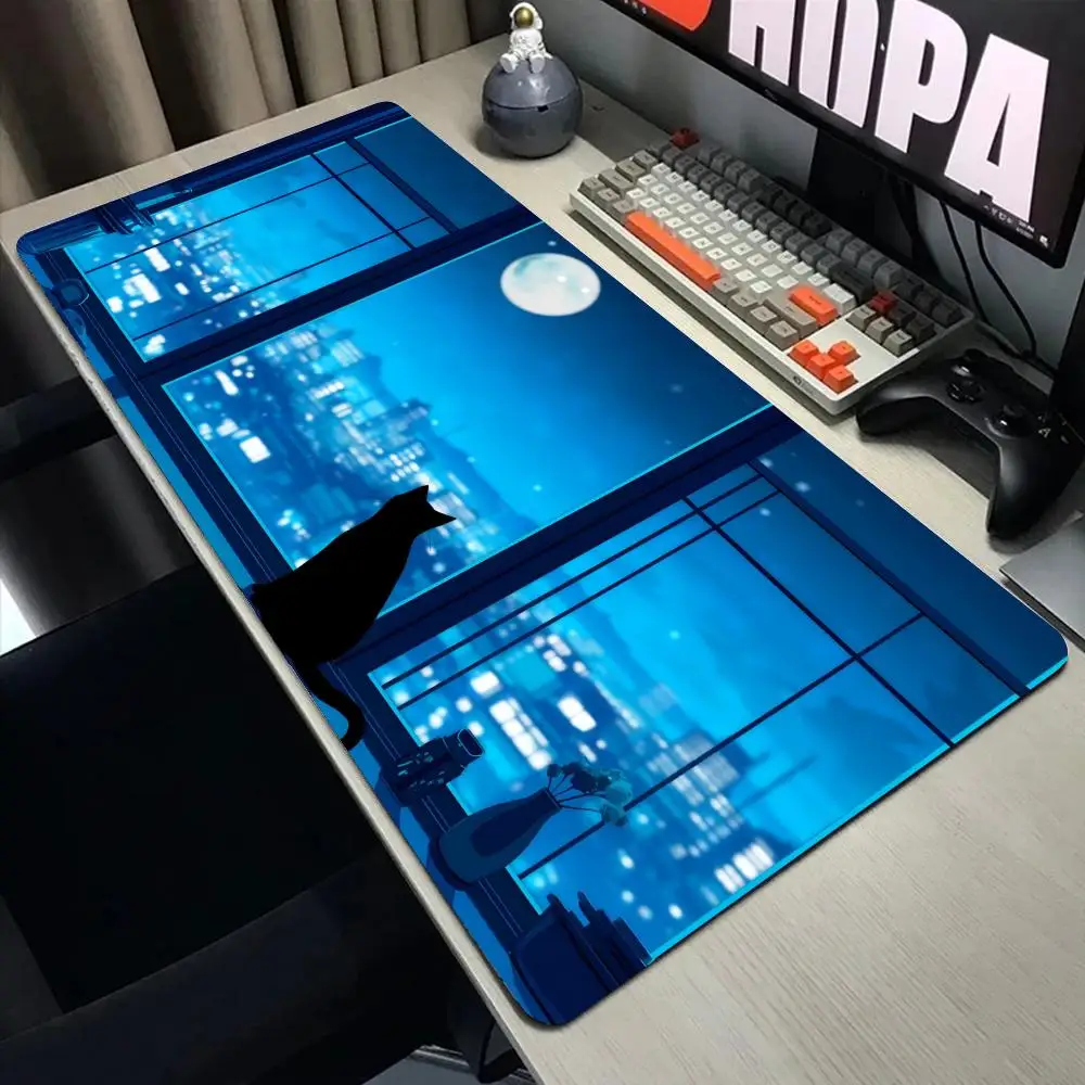 

Милый японский коврик для мыши с котом, большой геймерский коврик для мыши, настольный коврик, аксессуары для компьютерных игр, художественный ковер 900x400, игровые коврики, аниме, офисный коврик