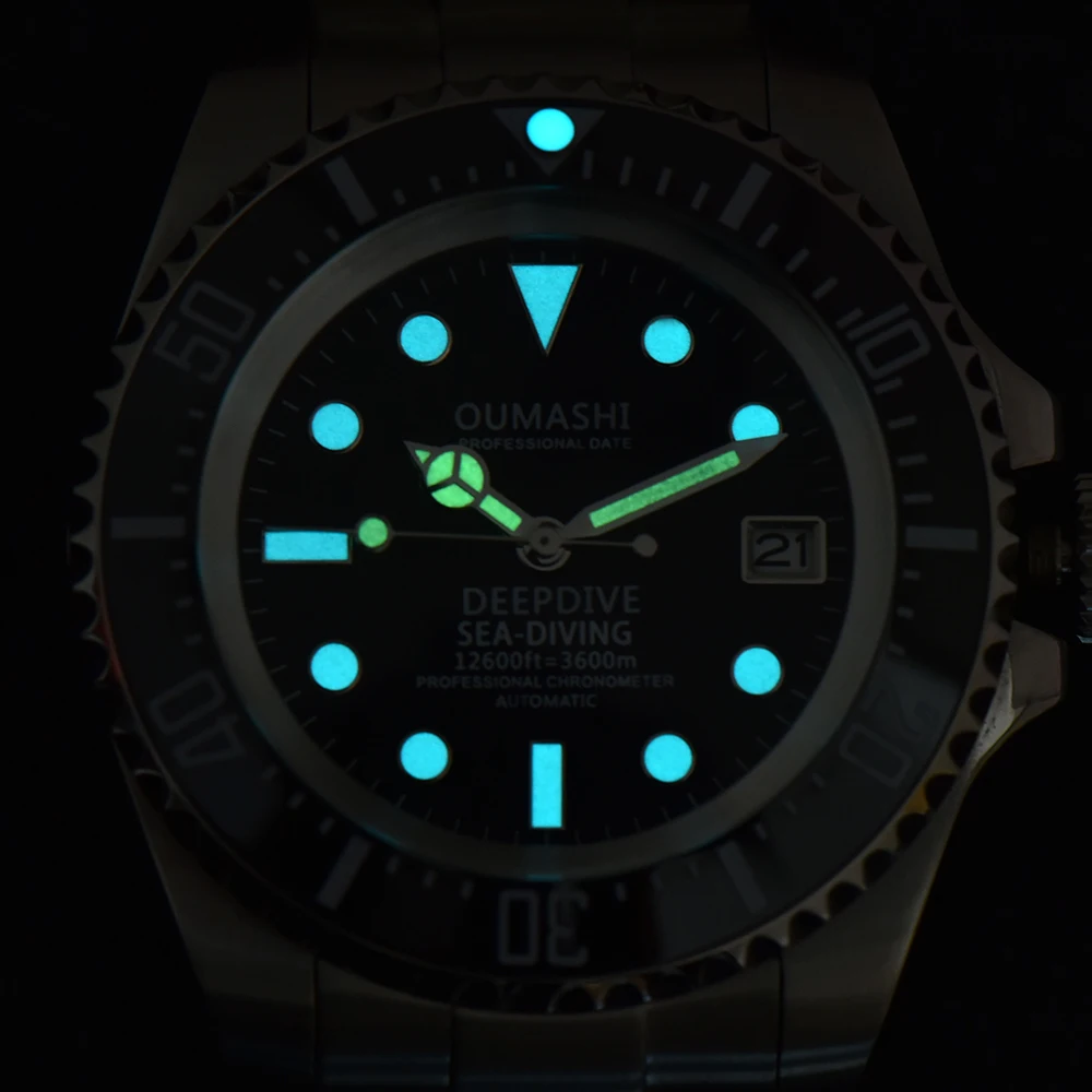 44mm Watch case NH35 Watch Deep Sea Mechanical steel Watch sapphire glass for NH35 Automatic mechanical Movement Men's watch