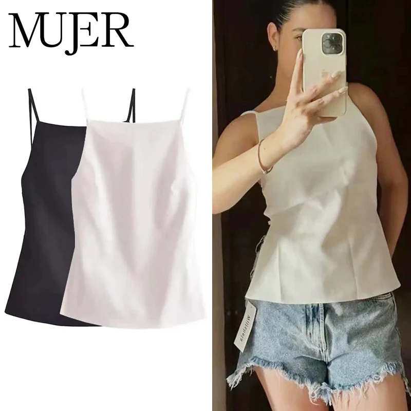 MUJER Biały Crop Top Damski Czarny Top Tube Bez Pleców Damski 2025 Sexy Slip Coquette Top Damski Letni Plażowy Top Camis Damski