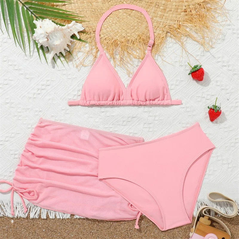 

Комплекты купальников для девочек 2026: Новые детские раздельные бикини, купальные костюмы из 3 предметов, модная детская одежда для плавания, наряды для подростков для бассейна и пляжа