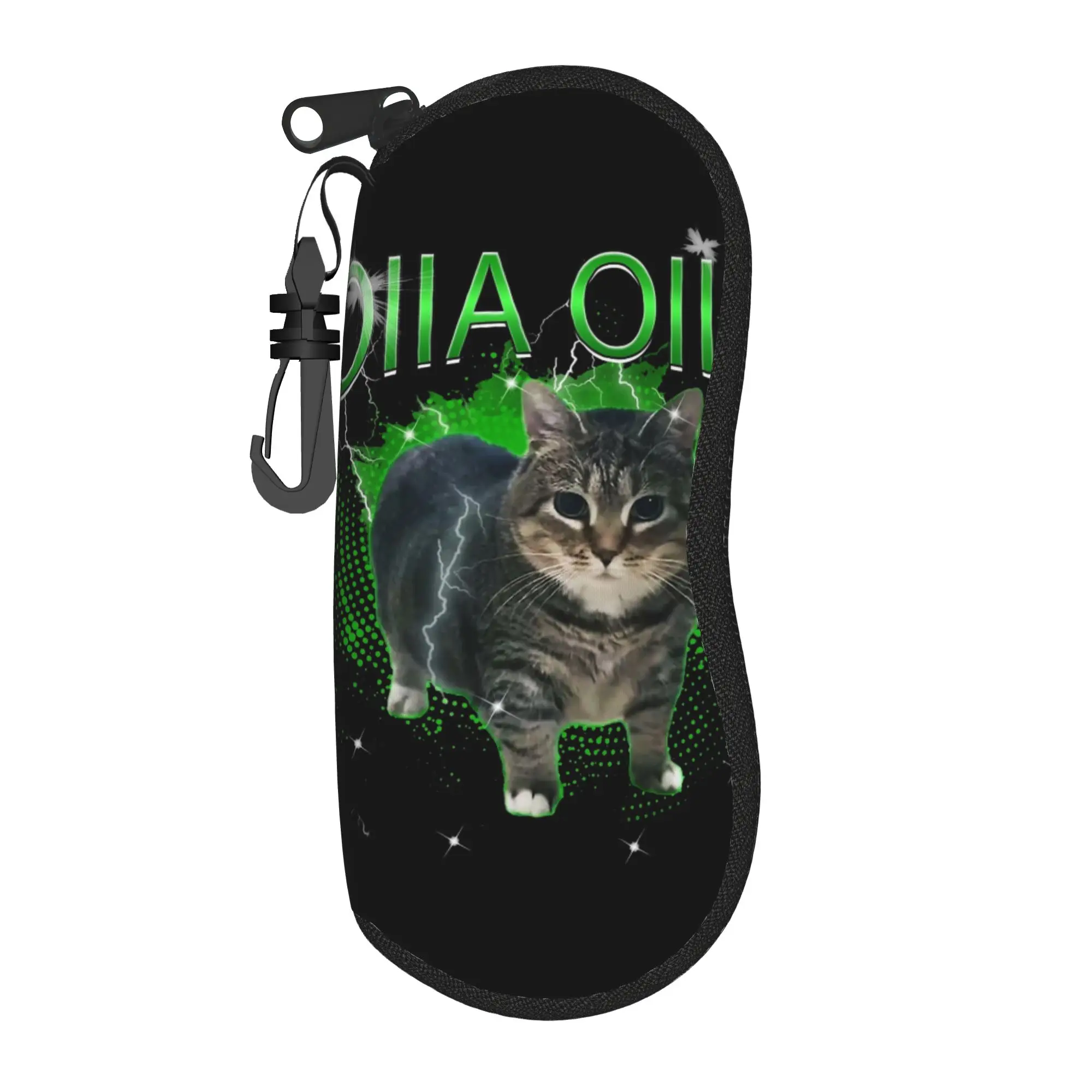 Estuche para gafas Spinning Cat OIIA OIIA Electric Meme Cat OIIAA, unisex, impermeable, con cremallera, caja para gafas de sol, regalo, contenedor para gafas