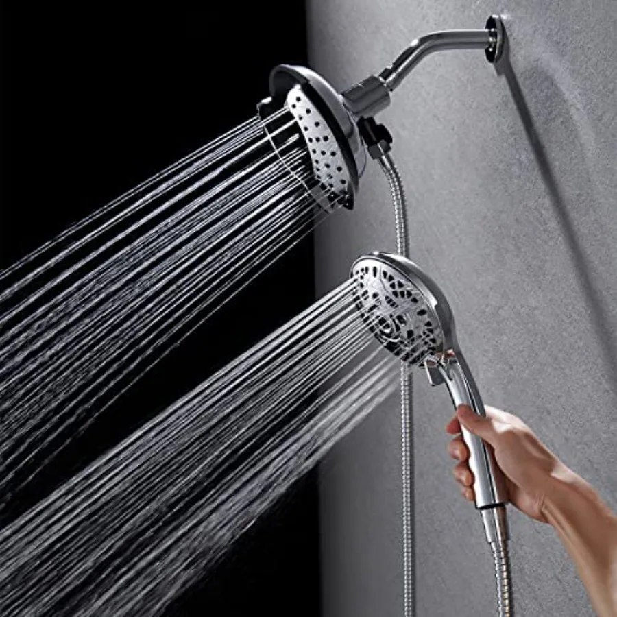 

Shower Heads with Handheld Spray Combo: 7.2" Rain Shower Head and Handheld Shower Head 2-IN-1 Shower Head with 60" Rotatable St