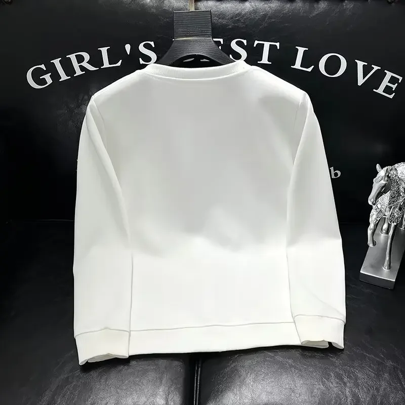 2024 New Men\'s Autumn Sweatshirts Hoodies Korean Harajuku High Street Retro Graphic Top High Quality Long Sleeved T-shirt Men