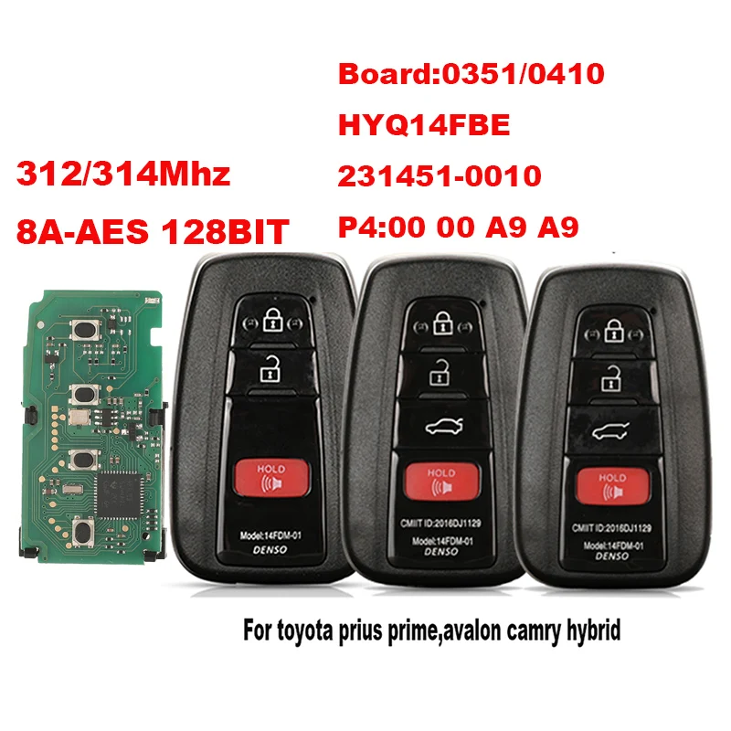 

Jingyuqin дистанционный ключ от машины для Toyota Camry багажник Avalon RAV4 Prius 4Runner гибридный Highlander HATCH 312/314 МГц управление