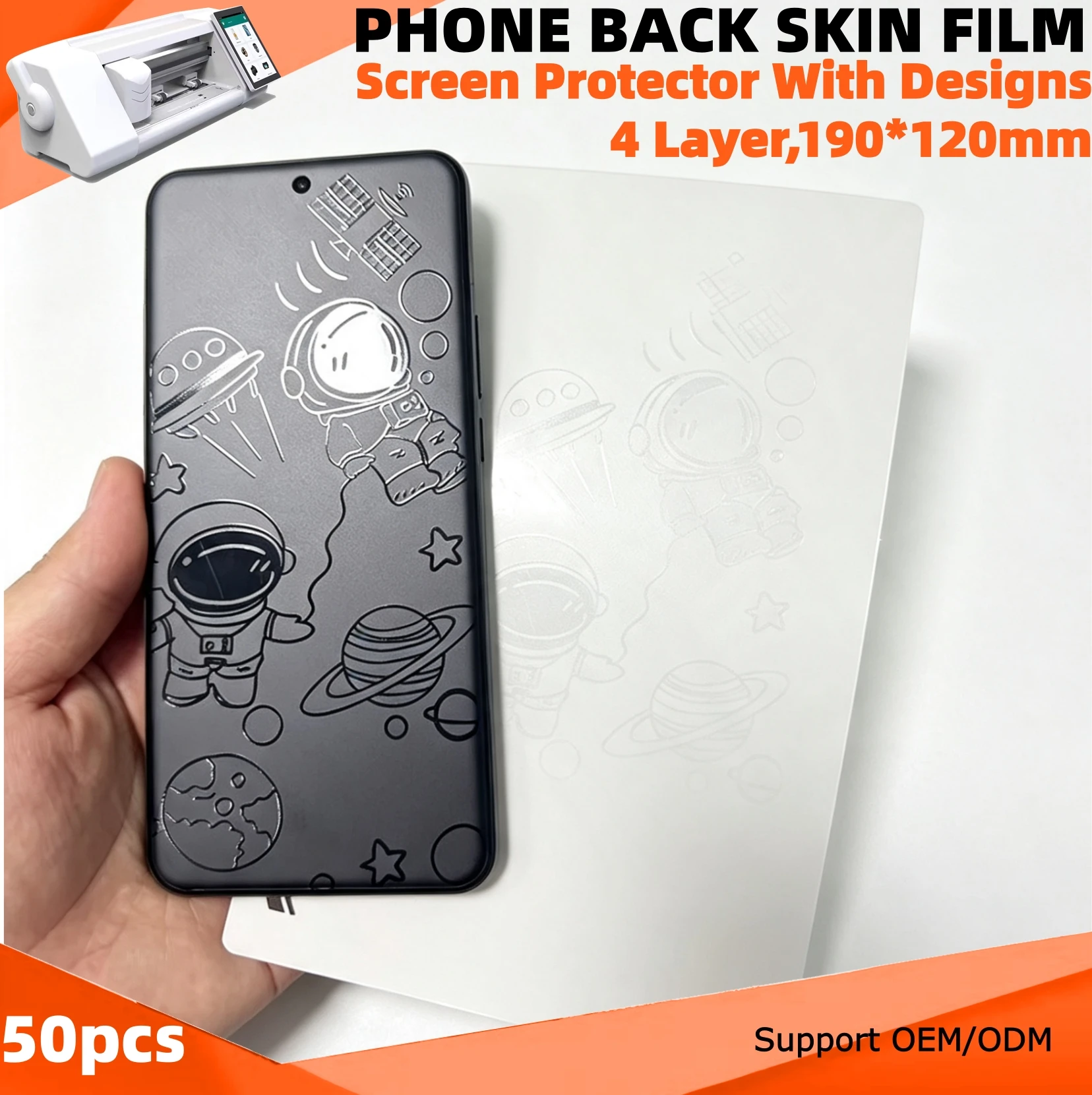 50PCS 3D Transparent TPU Privacy Hydorgel Film With Cartoon Design Phone Back Skin Stickers for Screen Protector Cutting Machine