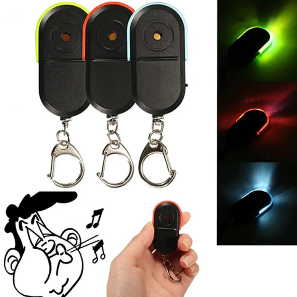 LED Key Finder Voice Control Smart Wireless Anti Lost Alarm Whistle Locator Key Finder Led Keychain Light Torch Sound Locator