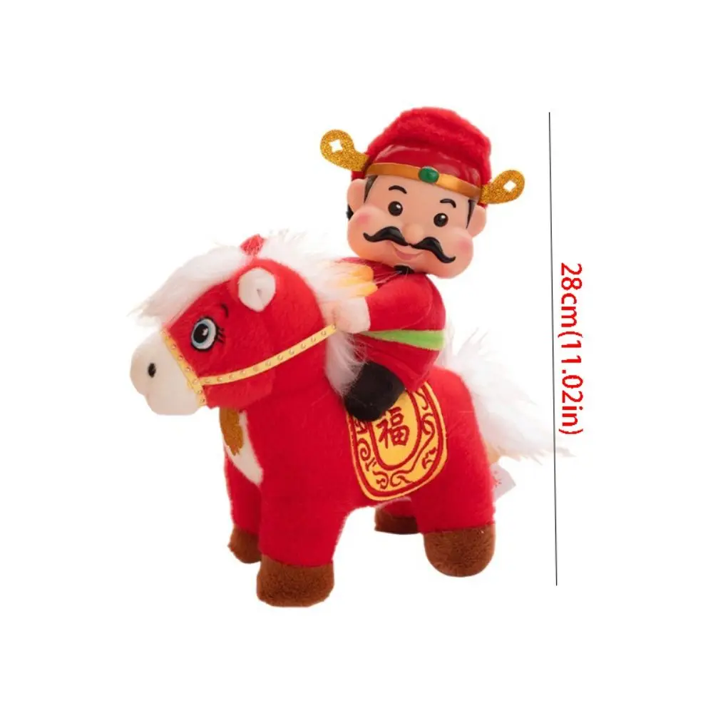 Funny Colorful Horse God of Wealth 28cm Stuffed Animal Pendants Kawaii Fluffy Cartoon Steed Festive Decor