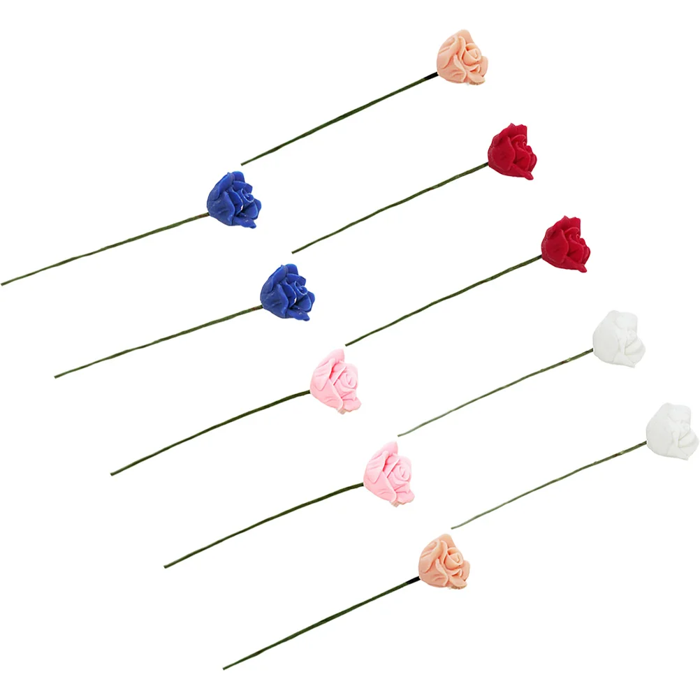 

10 Pcs Mini Roses Artificial Flowers Decorative Scenery Landscape Model For Dolls House Accessories
