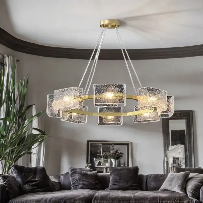 

American Crystal Murano designer chandelier,lustre Brass Suspension Wire Ceiling APP with RC Dimmable for Kitchen island counter