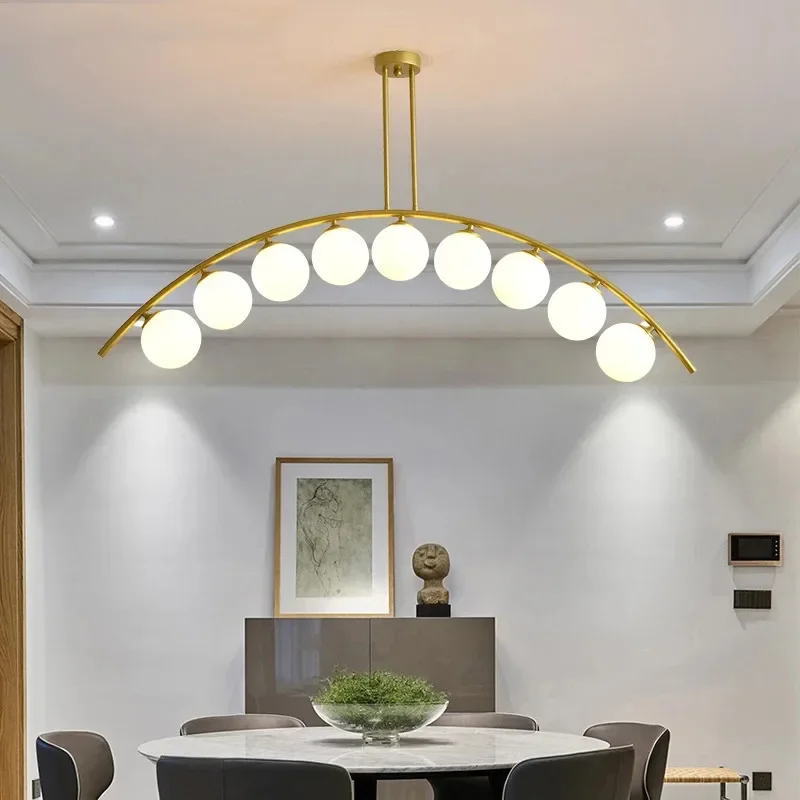 Modern Glass Ball Led Chandelier for Restaurant Food Tables Kitchen Study Pendant Lights Home Decor Hanging Light Fixture