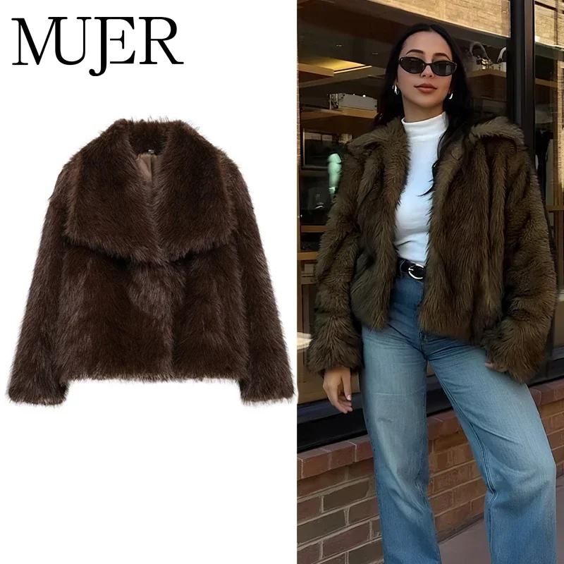 معطف نسائي من الفرو الصناعي من MUJER معطف منفوش للشتاء الدافئ سترات نسائية جديدة من القطيفة للنساء ملابس خارجية معاطف تيدي نسائية فاخرة #1
