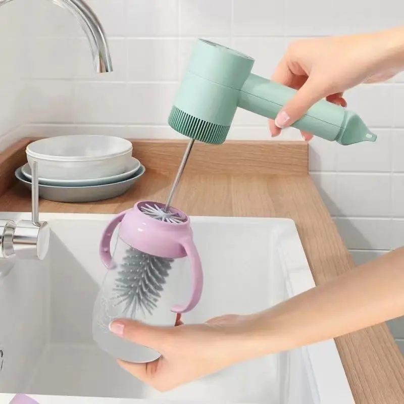 Electric Washing Cup Brush Pacifier Brush Household Cup Brush Water Cup Kettle Brush Descaling Electric Cleaning Brush Set