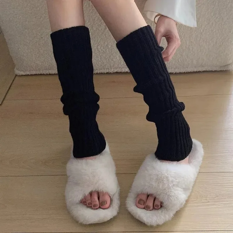 Y2K Beinwärmer 40cm Koreanische Lolita Mädchen Lange Socken für Stiefel Stapelbare Socken Fußwärmer Einfarbige Thermische Flauschige Strümpfe – Detail 12