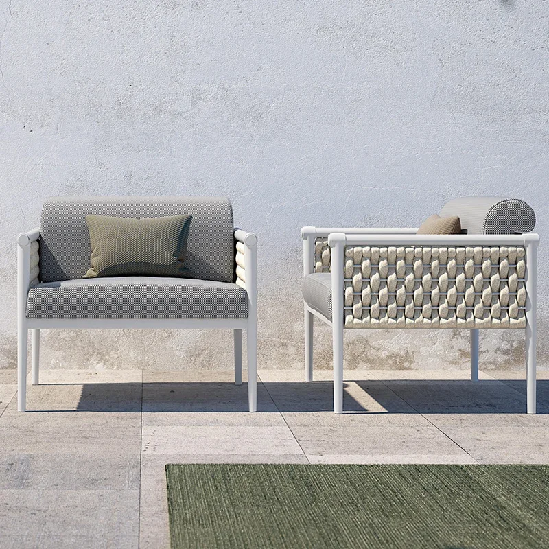 For Cost-effective and durable rope sofa set Garden corner single seat outdoor waterproof sofa furniture segmentation