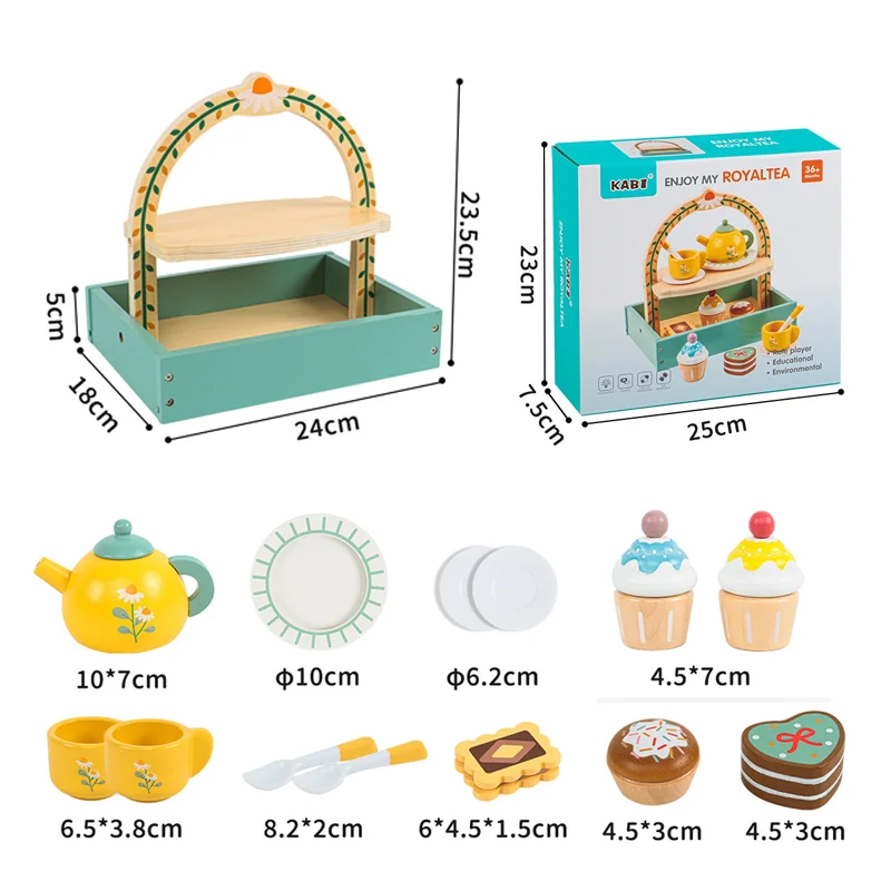 Dzieci udają, że bawią się w popołudniowa herbata zestaw ciast drewniany zabawka kuchenna symulacyjny gra fabularna dla dzieci interaktywna gra edukacyjny