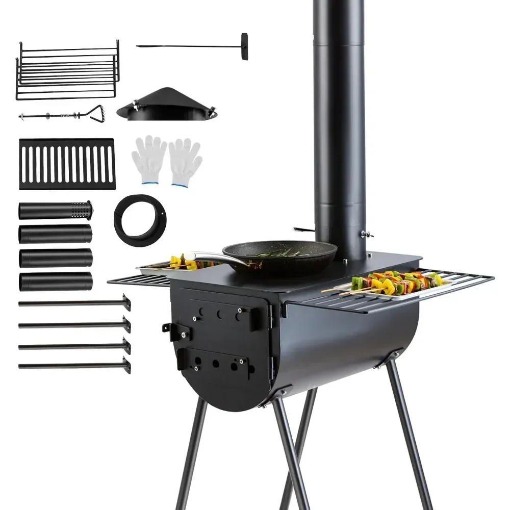 

BestsellerPortable Steel Camping Stove with 3000in³ Firebox for Outdoor Heating and Cooking