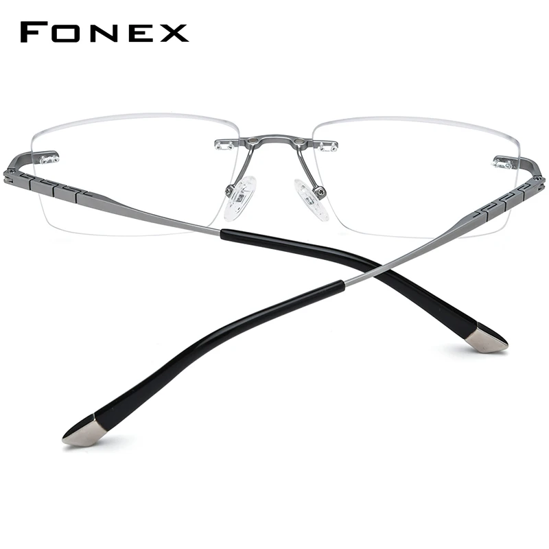 FONEX Titanium Progressive Prescription Eyeglasses Custom Photochromic Myopia Optical Eyewear Men Rimless Magnet Glasses 85761