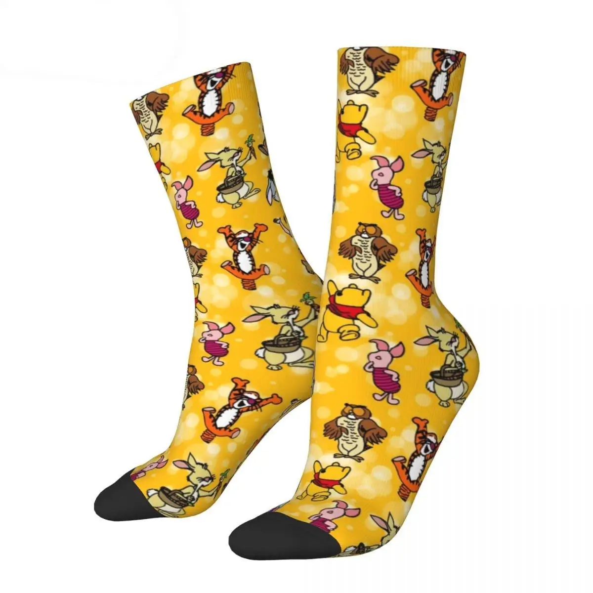 Happy Funny Men\'s Socks Harajuku Yellow Pooh Bear Eeyore Tigger Party Sock New Sport Women Socks Spring Summer Autumn Winter