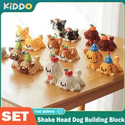 Cute Pet Dog Model Building Block Shake Head Kids Mini City Cartoon Animal Diamond Bricks Educational Toys for Children Adults