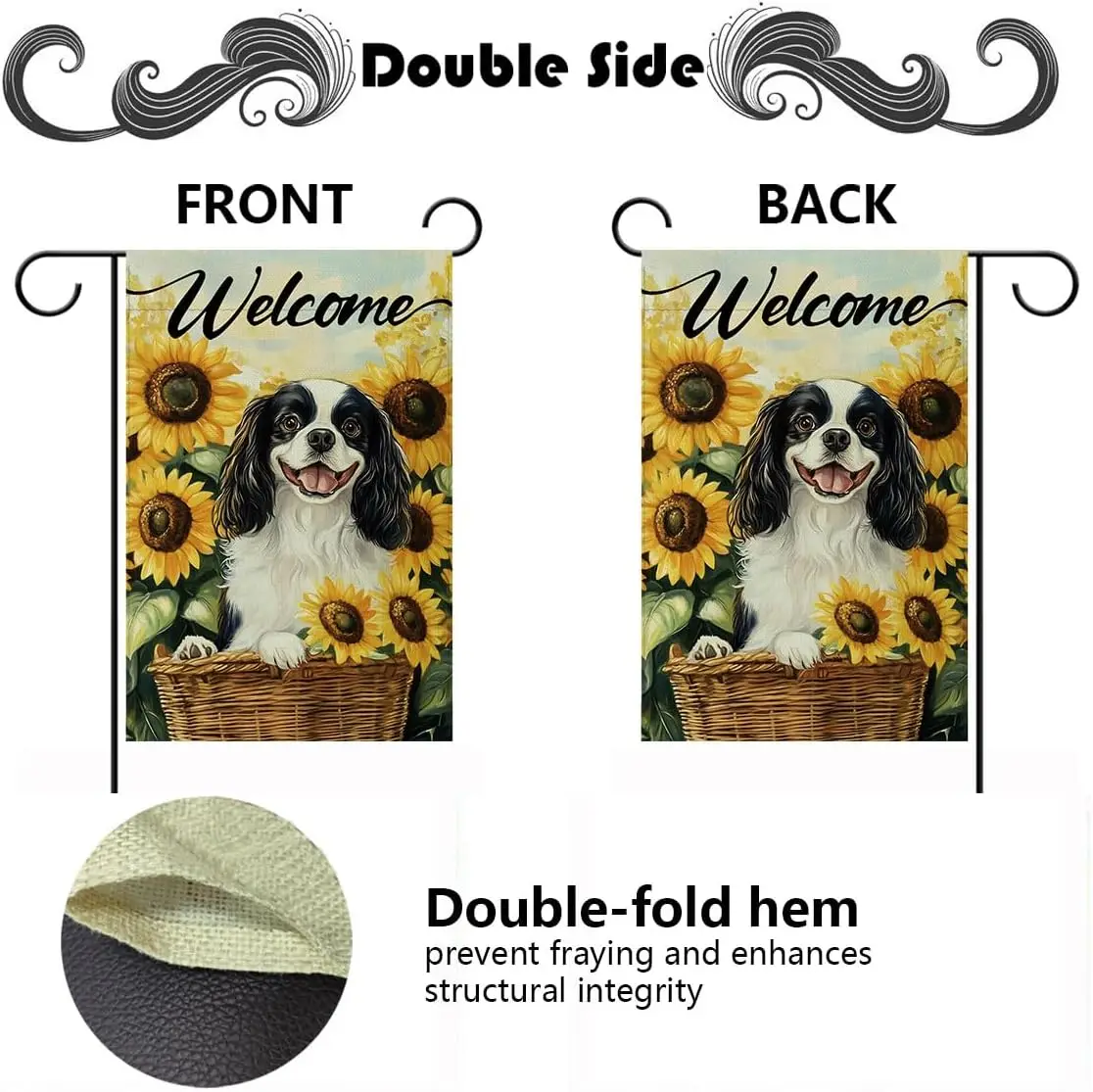 Welcome Garden Flag 12x18 Inch Double Sided Outside, Border Collie and Sunflowers with Welcome Porch Yard Patio Outdoor Deco SSL