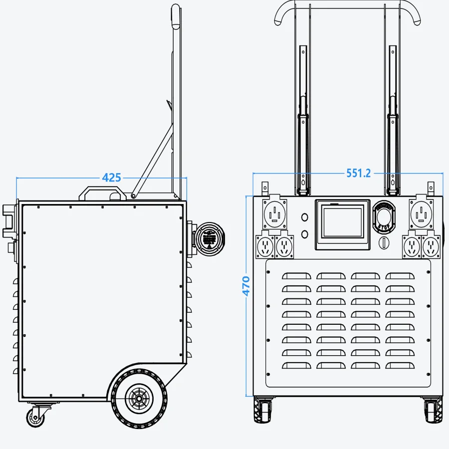 High Efficiency Flexible AC Output Portable 20kW Three-Phase Vehicle-to-Load (V2L) Inverter With Touch Screen
