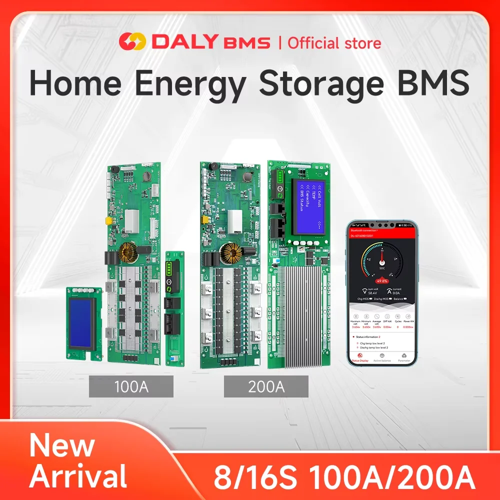 Daly Smart BMS LiFePo4 Battery BMS Household Energy Inverter 8S 24V 15S 16S 48V 100A 200A