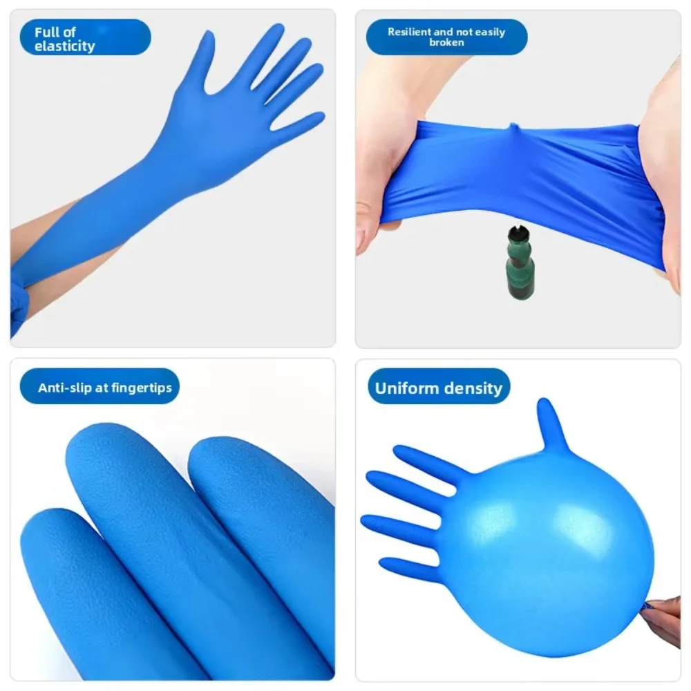 Disposable Nitrile Gloves Heavy Duty Wear Resistant Waterproof Oil-proof Food Grade Gloves Suitable for Gardening Cleaning