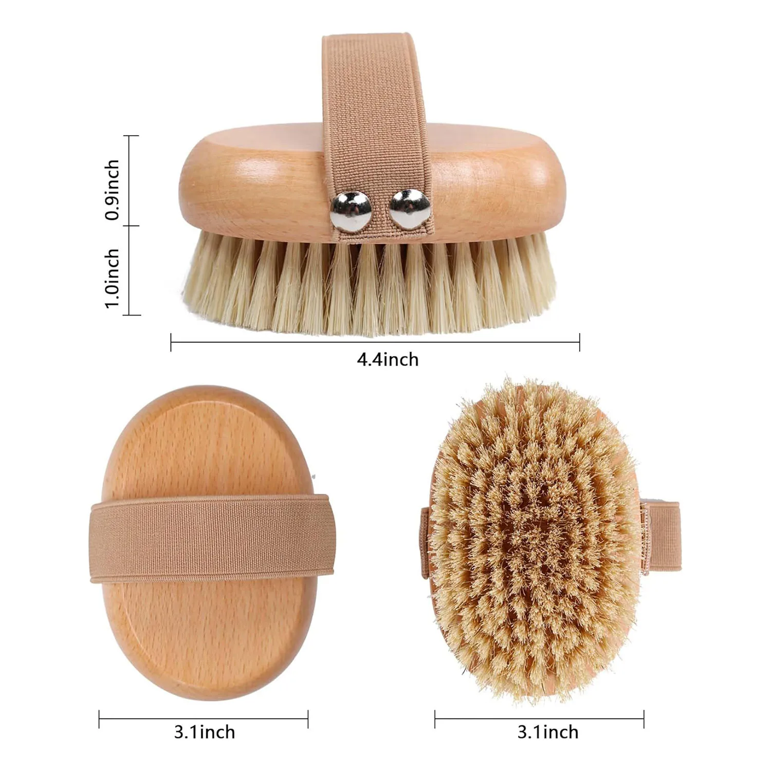 Trockenbürstende Körperbürste, Peeling-Körperwäscher, natürliche Borsten für trockene Haut, verbessert die Durchblutung, stoppt eingewachsene Haare