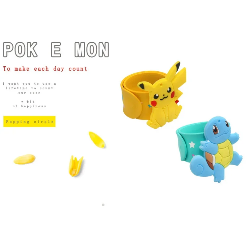 Pokemon Cute Pikachu Silicone Bracelet Wristbands Anime Doll Characters Children Pat Circle Educational Toys Birthday Gifts