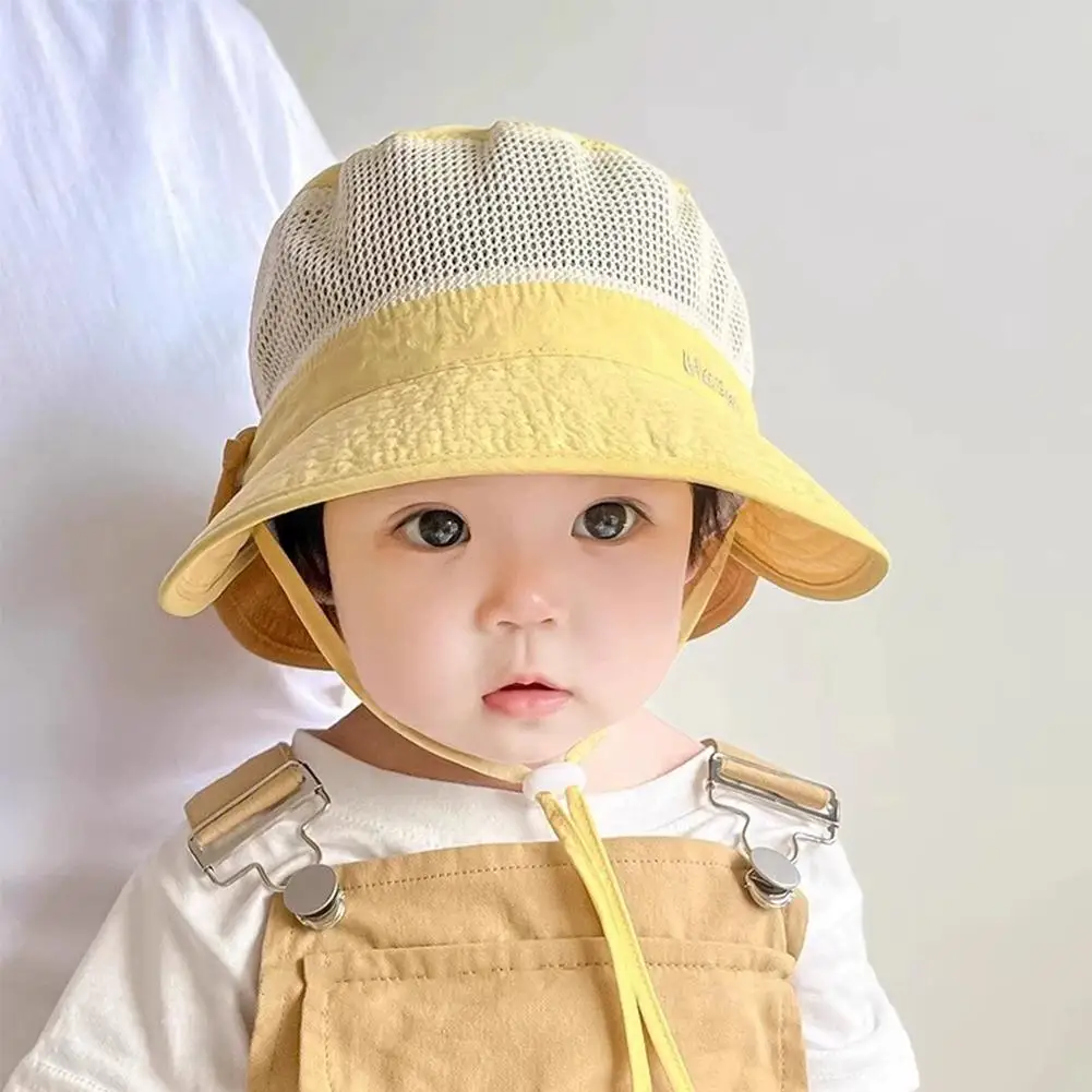Summer Mesh Breathable Bucket Hats Cute Kids Sun Hat Wide Brim Beach Hat Outdoor Casual Panama Basin Cap For Boys Girls